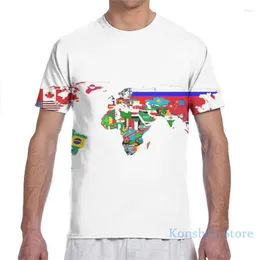 Camisetas masculinas bandeiras mundiais mapa de masculino Mulheres de toda a moda impressa Camisa menina Tops Tees de manga curta Tshirts