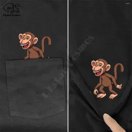 Men's T Shirts PLstar Cosmos Shirt Fashion Summer Pocket Monkey Printed T-shirt Men For Women Tops Funny Cotton Tees Drop
