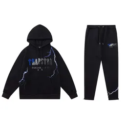 Designer Mens Tracksuits Moda Hoodies Trapstar Outono Moda BR Relâmpago Azul Branco Carta Toalha Bordado Hoodie Casual Sports Set