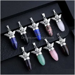 Charms Angel Charms Shape Cone Stone Healing Crystal So Pendum For Dowsing Divination Quartz Pendant Drop Delivery Jewelry Jewelry Fin Dhduf