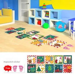 Wall Stickers Kids Floor Sticker Merry Chrismas Numbers Grid Children Ground Kindergarte Hopscotch Game Decorations Home