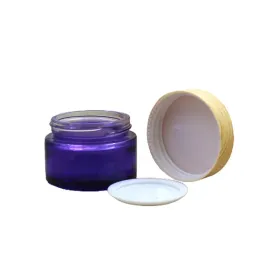 20G 30G 50G Bottiglia riutilizzabile in vetro viola trasparente Vuoto Vasetti per crema per gli occhi Falso legno Coperchio a vite in plastica Imballaggio cosmetico Containe Classic