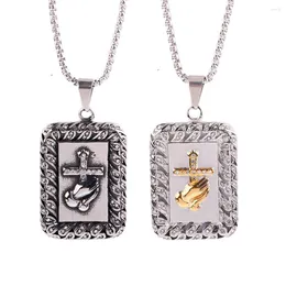 Chains Prayer Religion Necklaces Believer Stainless Steel Men Cross Pendants Chain Amulet Punk Trendy Jewelry Creativity Gift Wholesale