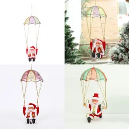 Party Favor 1pc Christmas Electric Santa Claus wiszący spadochron Somersault Creative Music Xmas Decor Kid Toy Prezent