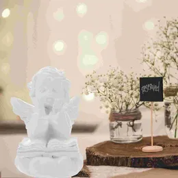 Decorazioni da giardino Ornamenti di angeli Statua bianca Scultura in resina Figura Adorabili cherubini Decorazioni artigianali Sculture da tavolo per esterni Statuetta