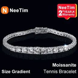 Beaded NeeTim Tennis Bracelet 925 Sterling Silver Full Diamond Size Gradient with GRA Gold Plated Fine Jewelry For Women 230424