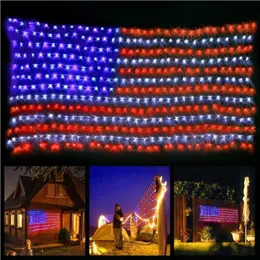 Outros suprimentos para festas de eventos Bandeira americana 420 LED luzes de corda grandes ornamentos pendurados à prova d'água ao ar livre dos EUA para o Memorial do Dia da Independência 231124