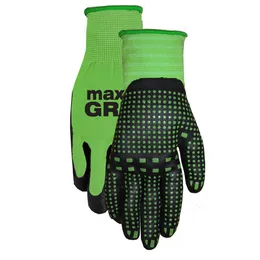 , Unisex, 6 Pack of Max Grip Gloves, Green in color, Size SM