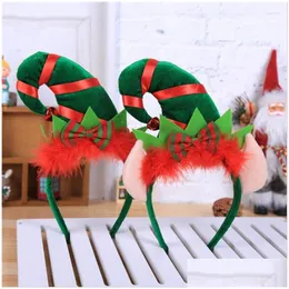 Christmas Decorations Christmas Decorations Decoration Party Red Feather Elf Hat Headband Gift Childrens Hair Accessories 2022 Year Na Dhfet