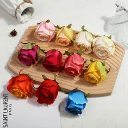 Dekoratif çiçekler 5pcs simülasyon gül baş ipek çiçek dekorasyon Avrupa tarzı düğün kemer duvar 14 renk