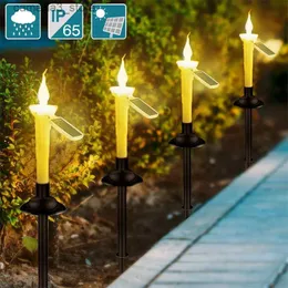 Lawn Lamps Solar Dual-purpose Candle Light with Candlesticks Holders Waterproof LED Solar Lamp for Outdoor Garden Lawn Pathway Decoration Q231125