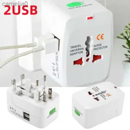 Power Cable Plug Universal Plug Adapter With 2 USB Port EU UK US AU In One Conversion Plug Travel Protable AC Power Converter Electrical SocketL231125