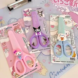 Learning Toys Sanrio Kuromi Cinnamoroll Melody Hand Made Scissors Kawaii Children Safety Silicone Shell Kid Stationery School Supplies Gift 231124