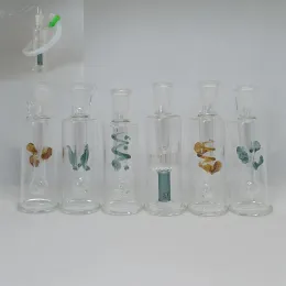 Mini Glass Bong Set Percolator Water Bongs Shisha mit 10 mm Brennerrohrschlauch Tropfspitze Öl DAB Rig Griff Rauchen dicke Rohre für trockenes Kraut Zz