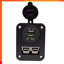 Bil Ny DIY monterad 50A Anderson Plug Socket Dual USB Charger 3.1A Panel för husvagnsbilarbåtbilar RV