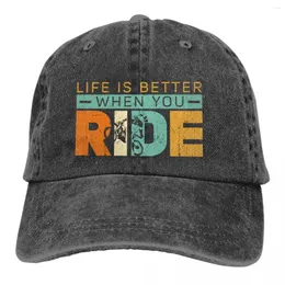 Berets A vida é melhor quando você anda de montanha moto casquette pico boné sujeira bicicleta motocross motor esporte sol sombra chapéus de algodão mulheres