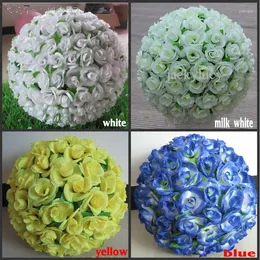 Decorative Flowers 10pc/lot 12" 30cm Artificial Simulation Silk Kissing Ball For Wedding Valentine's Day Party Decoration 8 Colors