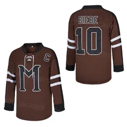 Film 10 John Biebe Movie Jersey Hockey College Version Mystiy Alaska Team Brown Vintage Stitched University For Sport Fans Breathable Pullover Retro Long Sleeve