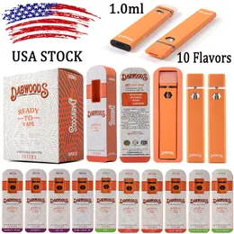 USA Stock Dabwoods Einweg-E-Zigaretten 1,0 ml leerer Vape-Stift 280 mAh wiederaufladbares Gerät Öl-Dab-Stift 10 Geschmacksrichtungen Geräte schnelle Lieferung