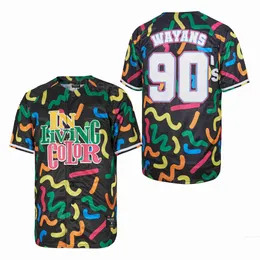 90 Wayans Baseball Jerseys Moive in Living Color University Retro Pure Cotlen College College Coloperstown Фильм Cool Base Vintage Black Team Sewn в продаже