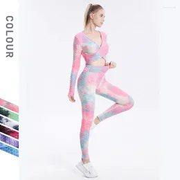 Активные комплекты 2023, женский топ и брюки для йоги, женский спортивный комплект для фитнеса, спортивная одежда для бега, одежда для спортзала