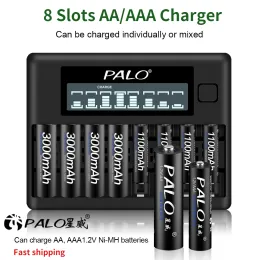8 Slots 1 2V AA AAA Ladegerät LCD Smart USB Schnellladegerät für 1 2V AA AAA 2A 3A NI-MH NI-CD Akku