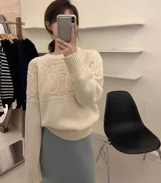 Haftowany sweter dla kobiet w jesieni i zimowej nisza nisza Unikalne leniwe w stylu Korean Top