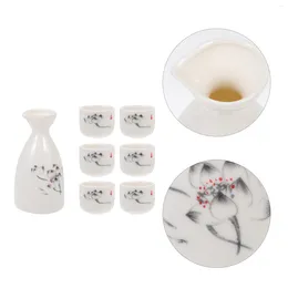Conjunto de garrafas de saquê de frascos de quadril que serve decoração de cerâmica xícaras japonesas jarro de flagon azul