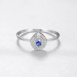Klasyczny kropla wodna szafirowy pierścień damski luksus lśniący cyrkon s925 Srebrny pierścionek Temperament Kobieta marka wysokiej klasy biżuteria