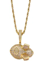 New Men039s Cool Golden Rocket Iced Out Pendant Necklace Fashion Hip hop Rock Jewelry With Rope chain For Gift4772302