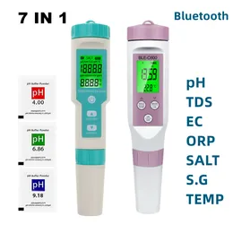PH-mätare Blue-Tooth Digital 7 i 1 pH-mätare pH/TDS/EC/ORP/SALINEN/SG/TEMP METER VATTEN KVALITETSVISNING TISTER DRICKA VATTEN AKVARIUMS 230426