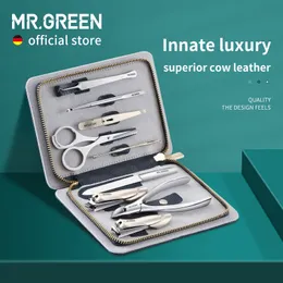 Nail Manicure Set Mrgreen Innate Luxury Manicure Set Grade sax Rostfritt Nail Clipper Kit Full Grain Cow Leather Package Pedicure 230425