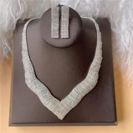 Chains Pattern Fashion Selling Rhinestone Necklace Earring Set Luxury Exquisite Jewelry Two Piece Ornaments Wholesale