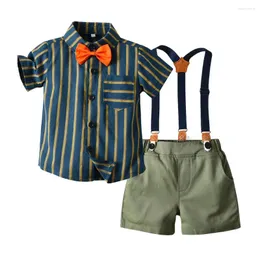 Clothing Sets Boys Formal Suit Set Summer Dress Shirts Military Green Pant Kid Boy Outfit 2-6 Years Kids Clothes For Party Children