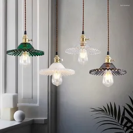 Pendelleuchten Nordic LED Glas Licht Kupfer Lampe Messing kreativ minimalistisch E27 Edison Transpare Lampenschirm für Restaurant