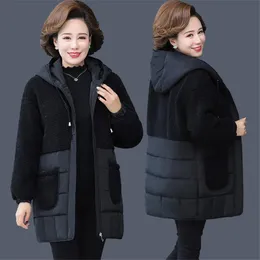 Женские пуховые парки высокого качества, женская зимняя утолщенная теплая куртка среднего возраста для матери, хлопковое стеганое пальто, длинное пальто, верхняя одежда 231124