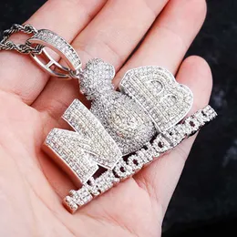 Gold Australia USD dollar pengar påse halsband hiphop personlig hänge full av zirkon trendsättare hiphop män halsband tillbehör glänsande bijoux smycken