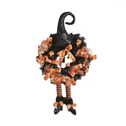 Decorative Flowers Halloween Party Decoration House Decor Wreath Pendant Witch Hanging Legs Ribbon Bow Embellishment Ghost Door Garland