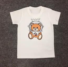 Yaz erkek kızlar marka tişörtleri çizgi film ayı çocukları kısa kollu tişört pamuk çocukları mektuplar mektuplar baskılı gömlek çocuk gömlek 1-10 yıl