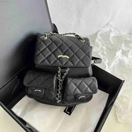 2024 Moda de luxo Crossbody Bag % 100 Designer Bags New Duma Sapo Caviar Diamondback Chain Duplo Bolso Litchi Padrão Pequeno Livro Mochila