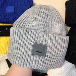 Winter Hat Designer Beanie Hats Designers Women AC Square Smiley Face Wool Sticked High Version Female Pullover Wool Hat Casual Warm Eleastic Fitted Caps 3KWR4