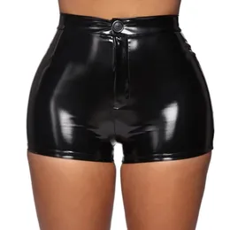 Women's High waist Panties PVC patent leather sexy plastotype boxer shorts