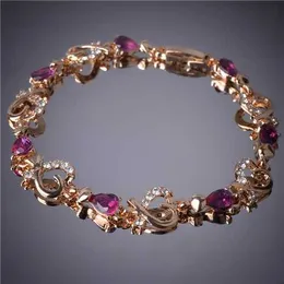 Charm Bracelets Moda Collar Hot Selling Heart Shaped Bracelets 18K Gold Plated Austrian Crystal Bracelet Bangle for Women Z0426