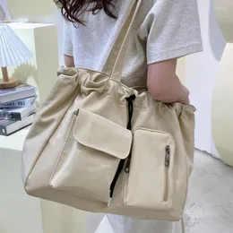 Evening Bags Large Capacity Nylon Bag Women Casual Shoulder For Girls Travel Drawstring Multi Pocket Shopping Bolsa De Ombro