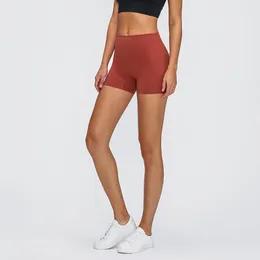 Luluwomen Yoga Shorts Kvinnors höga midja Butta Lyftande Sports trepunktsbyxor