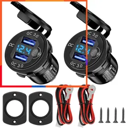 New 2PCS Quick Charge 3.0 On off Switch Waterproof 12V/24V QC3.0 USB Charger Voltmeter for Car Boat Marine Truck Golf RV Motorcycle