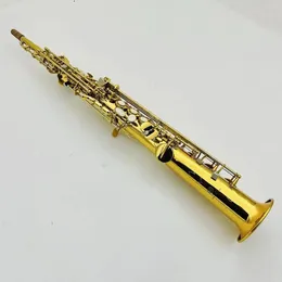 Imagem real YSS-475 saxofone soprano b latão plano banhado a madeira profissional com acessórios de capa frete grátis