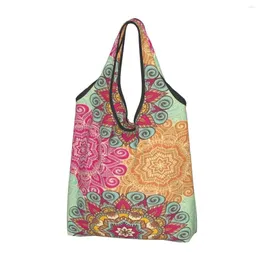 Shopping Bags Cute Mandala Flower Deanfun Colorful Tote Bag Portable Groceries Shopper Shoulder