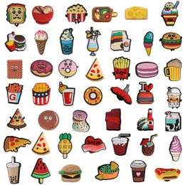 Charms mat tema sko dekoration hamburger pommes pommespack passar för armbandstrosa sandaler dekor pvc stift tillbehör fest gynnar holida otq07