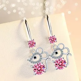 Dangle Earrings & Chandelier Stamp Silver Women Drop Fashion Cute Mouse Ear Hook Pendant Multicolor Zircon Earring For Jewelry GiftDangle